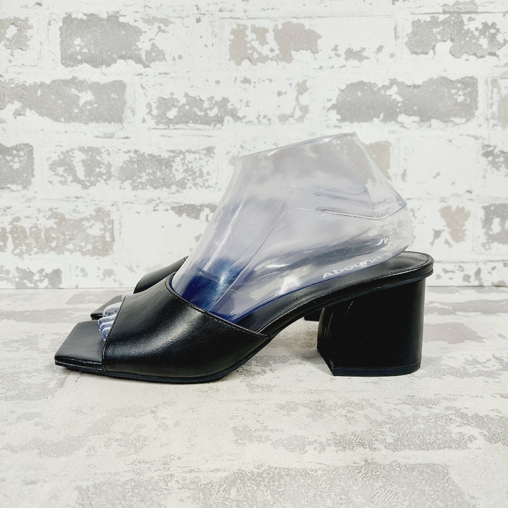 New ABOUND Erica Faux Leather Block Heel Strap Slide Sandal O675